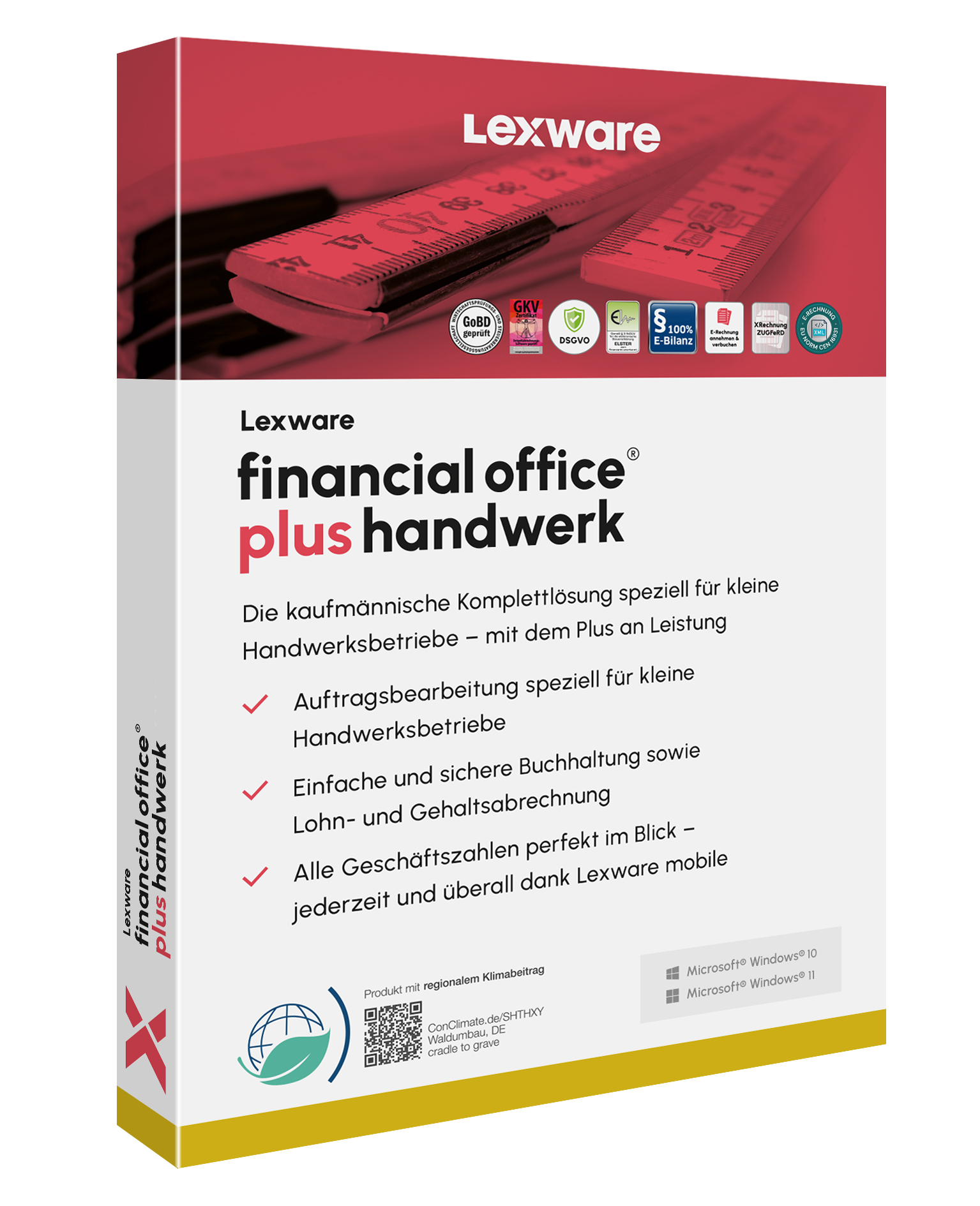 Produktbox von Lexware financial office plus handwerk für kaufmännische Verwaltung im Handwerk