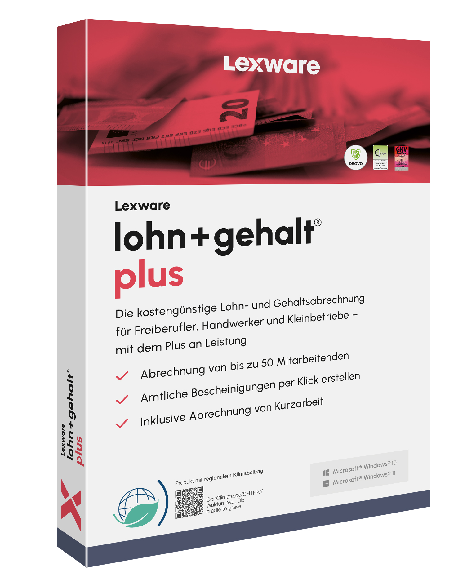 Produktbox von Lexware lohn+gehalt plus für Lohn- und Gehaltsabrechnung