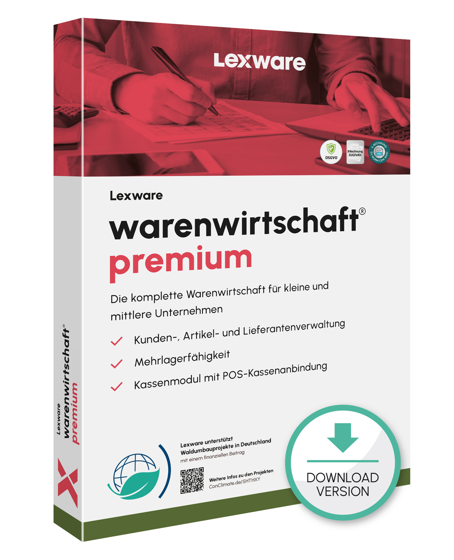 Produktbox von Lexware warenwirtschaft premium für Warenwirtschaft mit Download-Symbol