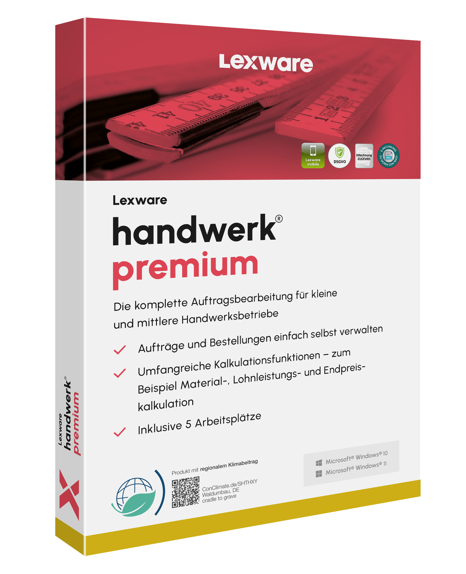 Produktbox von Lexware handwerk premium für Auftragsbearbeitung im Handwerk