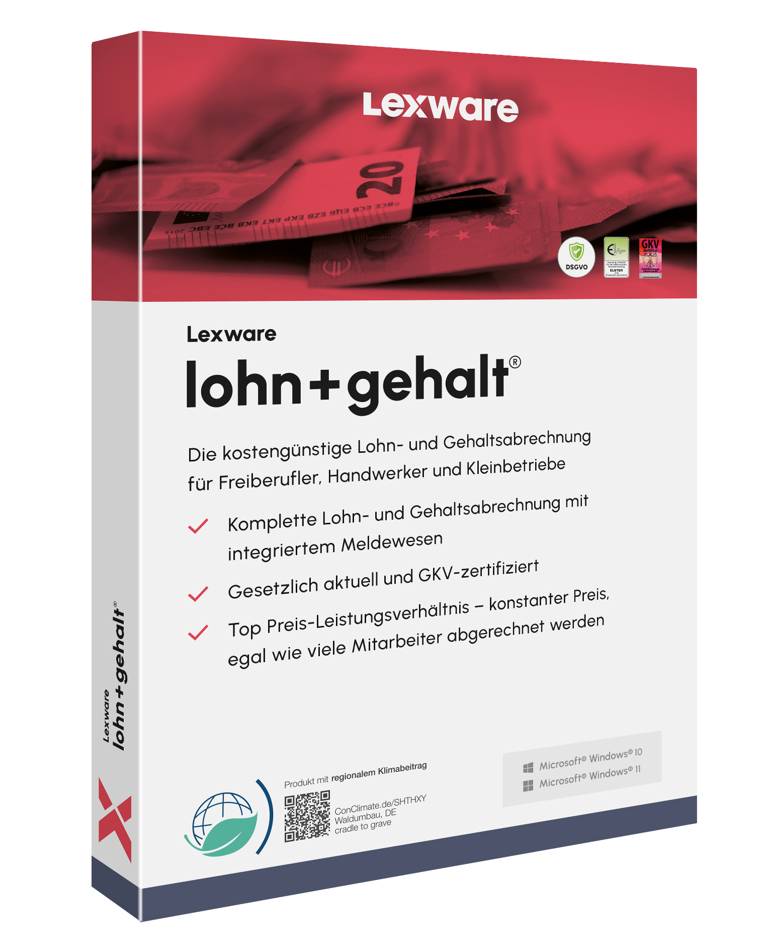 Produktbox von Lexware lohn+gehalt für Lohn- und Gehaltsabrechnung